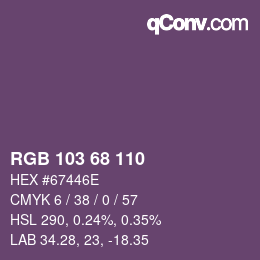 Color code: RGB 103 68 110 | qconv.com