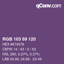 Código de color: RGB 103 69 120 | qconv.com