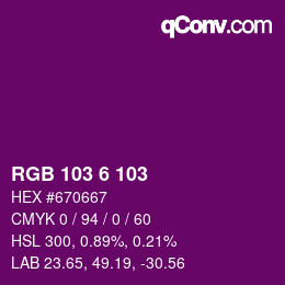 カラーコード: RGB 103 6 103 | qconv.com
