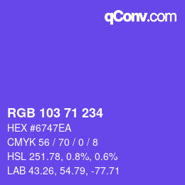 Farbcode: RGB 103 71 234 | qconv.com
