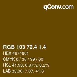 カラーコード: RGB 103 72.4 1.4 | qconv.com