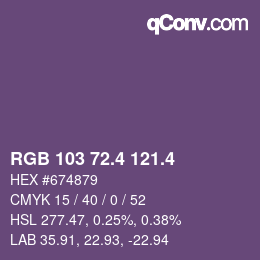 カラーコード: RGB 103 72.4 121.4 | qconv.com
