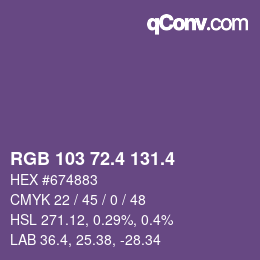 カラーコード: RGB 103 72.4 131.4 | qconv.com