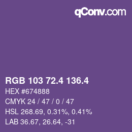 カラーコード: RGB 103 72.4 136.4 | qconv.com