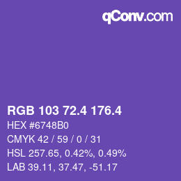 カラーコード: RGB 103 72.4 176.4 | qconv.com