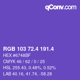 カラーコード: RGB 103 72.4 191.4 | qconv.com