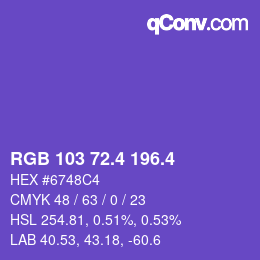 カラーコード: RGB 103 72.4 196.4 | qconv.com