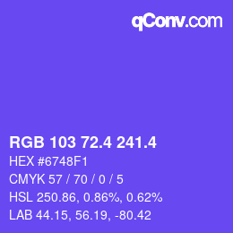 カラーコード: RGB 103 72.4 241.4 | qconv.com