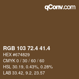 カラーコード: RGB 103 72.4 41.4 | qconv.com