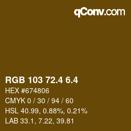 カラーコード: RGB 103 72.4 6.4 | qconv.com