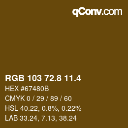 カラーコード: RGB 103 72.8 11.4 | qconv.com