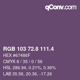 カラーコード: RGB 103 72.8 111.4 | qconv.com