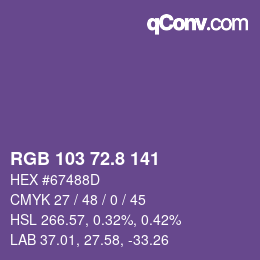 カラーコード: RGB 103 72.8 141 | qconv.com