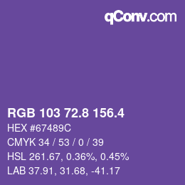 カラーコード: RGB 103 72.8 156.4 | qconv.com