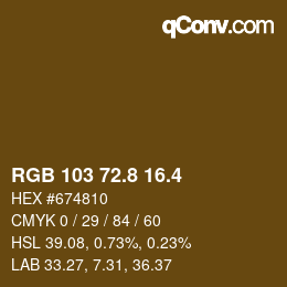 カラーコード: RGB 103 72.8 16.4 | qconv.com