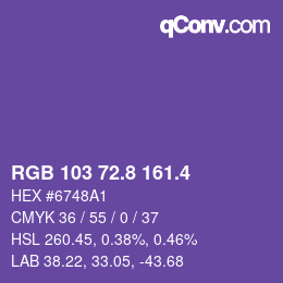 カラーコード: RGB 103 72.8 161.4 | qconv.com