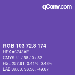 カラーコード: RGB 103 72.8 174 | qconv.com