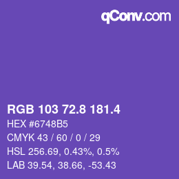 カラーコード: RGB 103 72.8 181.4 | qconv.com