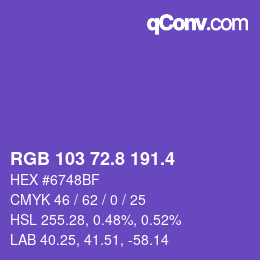 カラーコード: RGB 103 72.8 191.4 | qconv.com