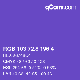 カラーコード: RGB 103 72.8 196.4 | qconv.com