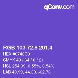 カラーコード: RGB 103 72.8 201.4 | qconv.com