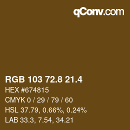 カラーコード: RGB 103 72.8 21.4 | qconv.com