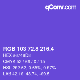 カラーコード: RGB 103 72.8 216.4 | qconv.com