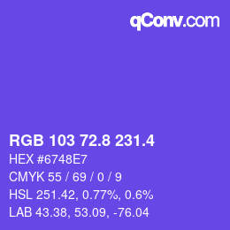 カラーコード: RGB 103 72.8 231.4 | qconv.com