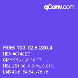 カラーコード: RGB 103 72.8 236.4 | qconv.com