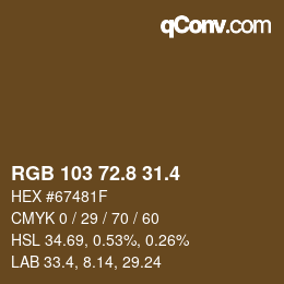 カラーコード: RGB 103 72.8 31.4 | qconv.com