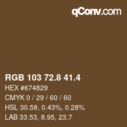 カラーコード: RGB 103 72.8 41.4 | qconv.com