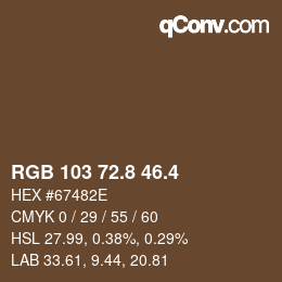 カラーコード: RGB 103 72.8 46.4 | qconv.com