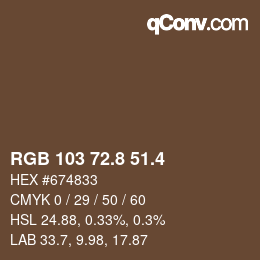 カラーコード: RGB 103 72.8 51.4 | qconv.com
