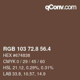 カラーコード: RGB 103 72.8 56.4 | qconv.com