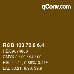 カラーコード: RGB 103 72.8 6.4 | qconv.com