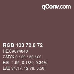 カラーコード: RGB 103 72.8 72 | qconv.com