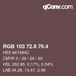 カラーコード: RGB 103 72.8 76.4 | qconv.com