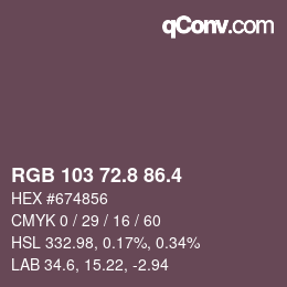 カラーコード: RGB 103 72.8 86.4 | qconv.com