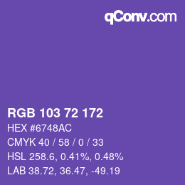 Color code: RGB 103 72 172 | qconv.com