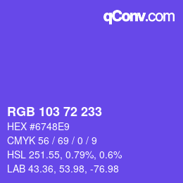 Color code: RGB 103 72 233 | qconv.com