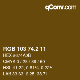 カラーコード: RGB 103 74.2 11 | qconv.com