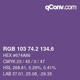 カラーコード: RGB 103 74.2 134.6 | qconv.com