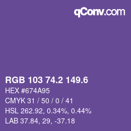 カラーコード: RGB 103 74.2 149.6 | qconv.com