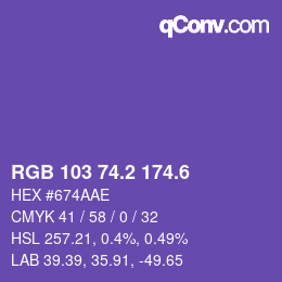 カラーコード: RGB 103 74.2 174.6 | qconv.com