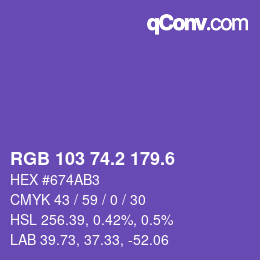 カラーコード: RGB 103 74.2 179.6 | qconv.com