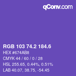 カラーコード: RGB 103 74.2 184.6 | qconv.com