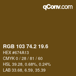 カラーコード: RGB 103 74.2 19.6 | qconv.com