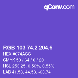 カラーコード: RGB 103 74.2 204.6 | qconv.com