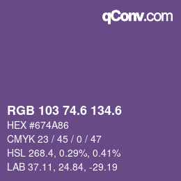 カラーコード: RGB 103 74.6 134.6 | qconv.com