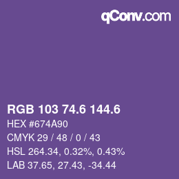 カラーコード: RGB 103 74.6 144.6 | qconv.com